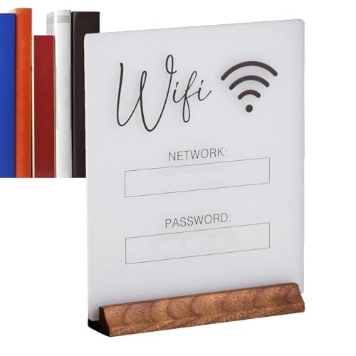 WiFi Acryl Schild - WiFi Zeichen für Gäste in Salon, Lobby, Restaurant und Geschäft, Tischdekorationen | Wifi Schilder mit Holzsockel für Hotel, Wifi Sign Password Acryl Business Guest h von Generisch