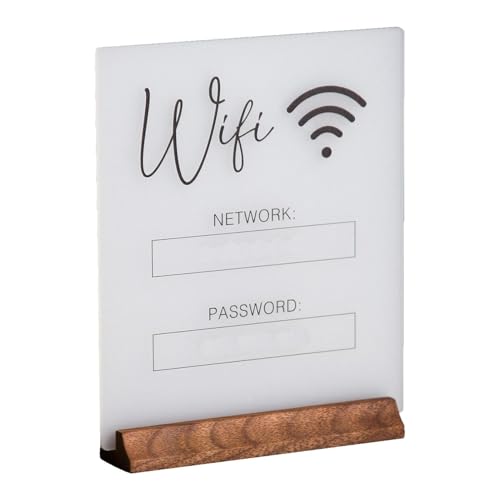 WiFi-Board-Zeichen - Business WiFi Board Mit Holzsockel | WiFi-Schild Gäste In Salon, Lobby, Restaurant Und Geschäft, Tischdekoration von Generisch