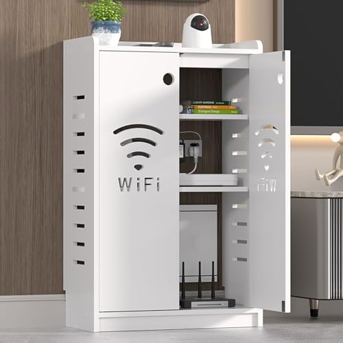 WiFi-Router-Aufbewahrungsschrank, versteckter Organizer mit doppelstöckigem Regal für Zuhause und Büro, Medien-Organisation WiFi-Router-Aufbewahrungsschrank, versteckter Organizer mit doppelstöckigem Regal für Zuhause und Büro, Medien-Organisation von Generisch