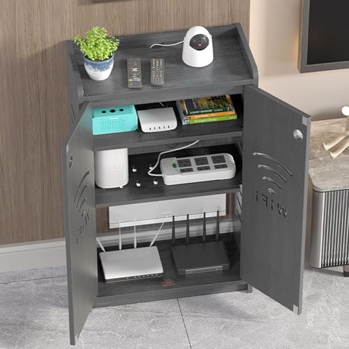 WiFi-Router-Aufbewahrungsschrank, versteckter Organizer mit doppelstöckigem Regal für Zuhause und Büro, Medien-Organisation WiFi-Router-Aufbewahrungsschrank, versteckter Organizer mit doppelstöckigem Regal für Zuhause und Büro, Medien-Organisation von Generisch