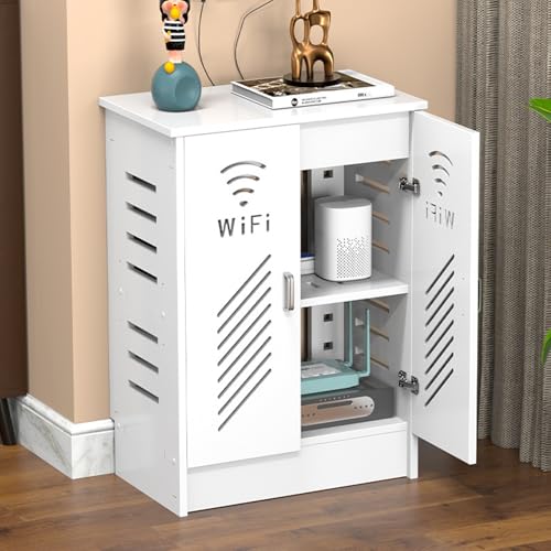 WiFi-Routerschrank, bodenstehend, versteckte Aufbewahrungsbox mit Kabelmanagement für Zuhause und Büro WiFi-Routerschrank, bodenstehend, versteckte Aufbewahrungsbox mit Kabelmanagement für Zuhause und Büro von Generisch