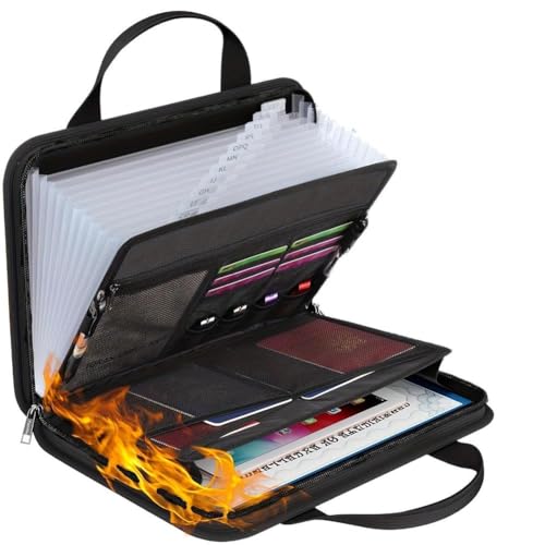 Wichtiger Dokumenten-Organizer, 13 Taschen, A4, feuerfest, erweiterbarer Aktenordner mit Griff und Etiketten, Akkordeon-Aktenordner, tragbarer Dokumenten-Organizer Wichtiger Dokumenten-Organizer, 13 Taschen, A4, feuerfest, erweiterbarer Aktenordner mit Griff und Etiketten, Akkordeon-Aktenordner, tragbarer Dokumenten-Organizer von Generisch