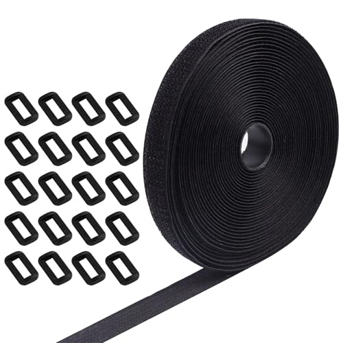 Wiederverwendbare Klettbänder, 5m Rolle, 3,8cm Breit, mit Schnellverschluss-Schnallen, mit 20 Schnallen, Klettverschluss Band Verstellbar, Zuschneidbar Wiederverwendbare Klettbänder, 5m Rolle, 3,8cm Breit, mit Schnellverschluss-Schnallen, mit 20 Schnallen, Klettverschluss Band Verstellbar, Zuschneidbar von Generisch
