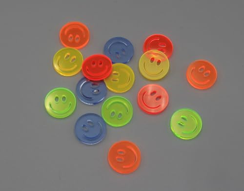 Wiederverwendbares Smiley Konfetti, 2cm Durchmesser, 15 Stück, Acryl, Mehrfarbig (Neon) von Generisch