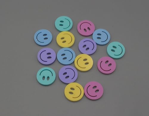 Wiederverwendbares Smiley Konfetti, 2cm Durchmesser, 15 Stück, Acryl, Mehrfarbig (Pastell) von Generisch