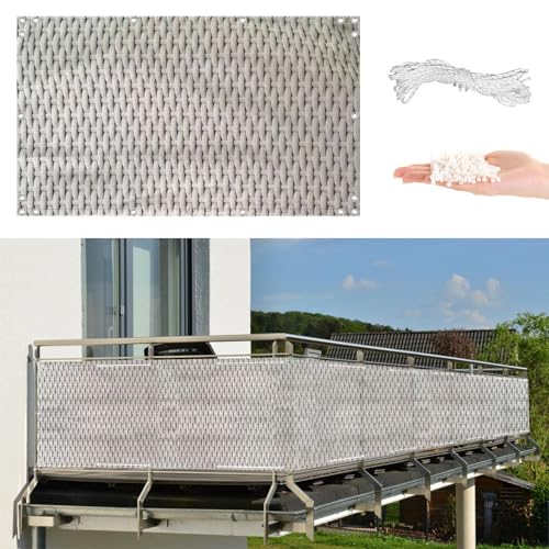 Windschutznetz für Balkon, UV-stabilisiert, wetterfest, reißfest, mit Ösen und Kabelbindern, ideal für Terrassen und Decks, stilvolle gewebte Muster, 0,9 m x 10 m Windschutznetz für Balkon, UV-stabilisiert, wetterfest, reißfest, mit Ösen und Kabelbindern, ideal für Terrassen und Decks, stilvolle gewebte Muster, 0,9 m x 10 m von Generisch