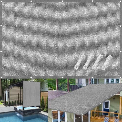 Windschutznetz für Balkon 100x510 cm strapazierfähig Outdoor mit Ösen & Bindeband passgenau für Garten & Terrasse Hellgrau Windschutz von Generisch