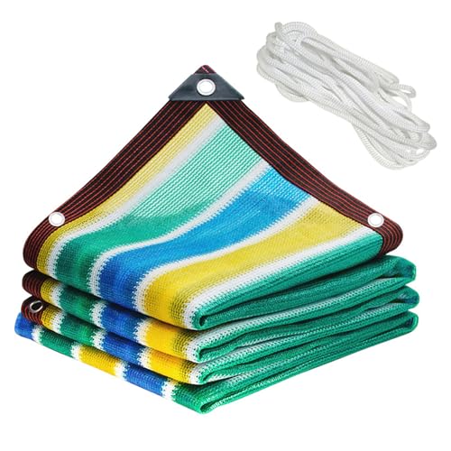 Windschutznetz mit Ösen & Seilen - 2x9m UV & Sonnenschutz (90%) - Schattennetz für Gewächshaus, Scheune, Zwinger - Bunte Pflanzenschutzlösung von Generisch