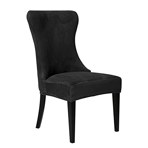 Wingback Schonbezug aus Stretch-Samtstoff, für Esszimmer, getufteter Stuhl, Heimdekoration (Stuhl nicht im Lieferumfang enthalten) von Generisch