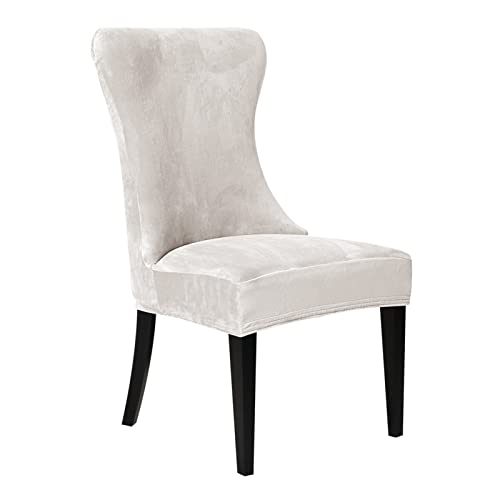 Wingback Schonbezug aus Stretch-Samtstoff, für Esszimmer, getufteter Stuhl, Heimdekoration (Stuhl nicht im Lieferumfang enthalten) von Generisch