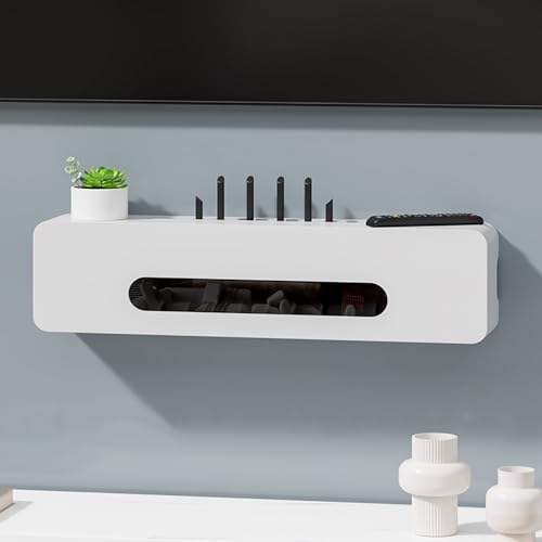 WirelessRouter-Aufbewahrungsbox, Wandhalterung, schwimmender Medienschrank, verstecktes Modem-Kabel, Router-Abdeckung für Schlafzimmer und Wohnzimmer, weiß, 60 cm, sparender Organizer WirelessRouter-Aufbewahrungsbox, Wandhalterung, schwimmender Medienschrank, verstecktes Modem-Kabel, Router-Abdeckung für Schlafzimmer und Wohnzimmer, weiß, 60 cm, sparender Organizer von Generisch