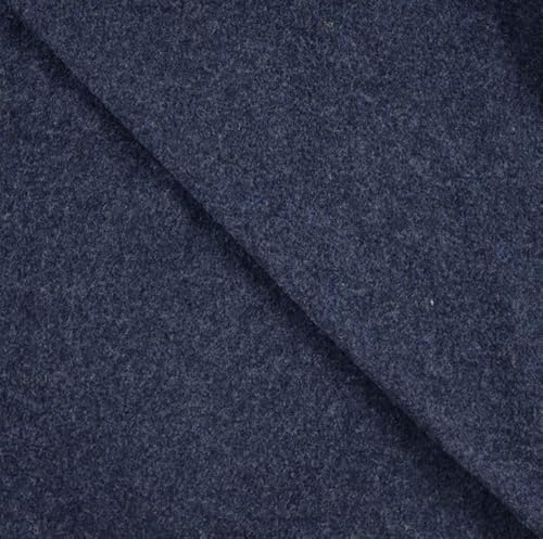 Wollfleece Meterware meliert - Merino Wolle Fleecestoff, Wollstoff, Mantelstoff, Wollpullover nähen, weiche Wolle Fleece Stoff *Ab 50cm, Farbe: 980 marine von Generisch