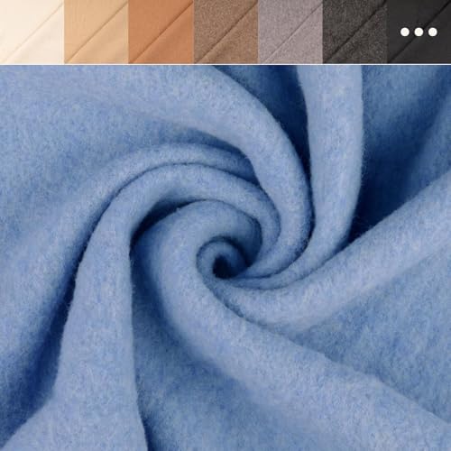 Wollfleece Meterware uni & meliert - Wollstoff Mantelstoff - Wollpullover nähen, weiche Wolle Stoff - 100% Schurwolle/Wolle *Ab 50cm, Farbe: 002 hellblau von Generisch