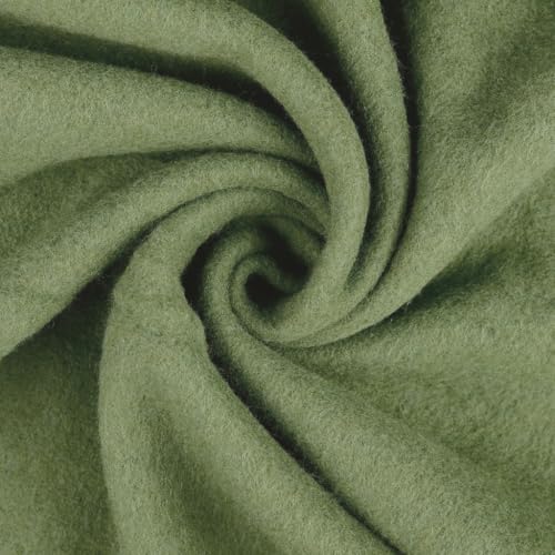 Wollfleece Meterware uni & meliert - Wollstoff Mantelstoff - Wollpullover nähen, weiche Wolle Stoff - 100% Schurwolle/Wolle *Ab 50cm, Farbe: 023 moos von Generisch