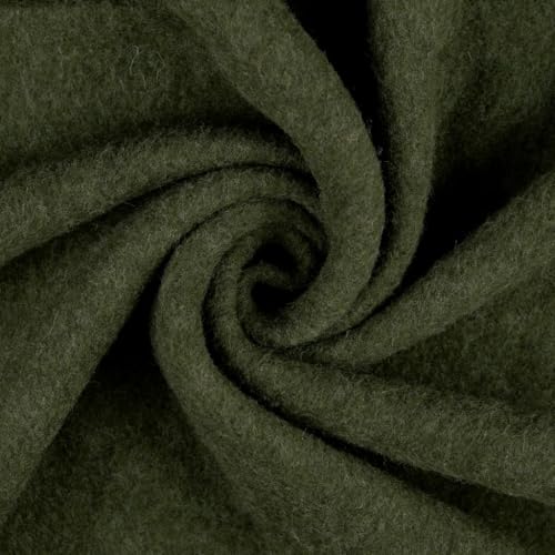 Wollfleece Meterware uni & meliert - Wollstoff Mantelstoff - Wollpullover nähen, weiche Wolle Stoff - 100% Schurwolle/Wolle *Ab 50cm, Farbe: 027 olive mel. von Generisch