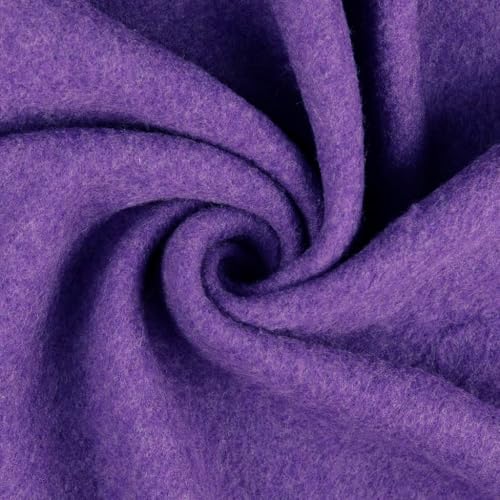 Wollfleece Meterware uni & meliert - Wollstoff Mantelstoff - Wollpullover nähen, weiche Wolle Stoff - 100% Schurwolle/Wolle *Ab 50cm, Farbe: 045 lila von Generisch