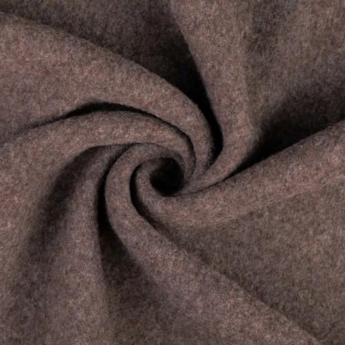 Wollfleece Meterware uni & meliert - Wollstoff Mantelstoff - Wollpullover nähen, weiche Wolle Stoff - 100% Schurwolle/Wolle *Ab 50cm, Farbe: 055 braun von Generisch