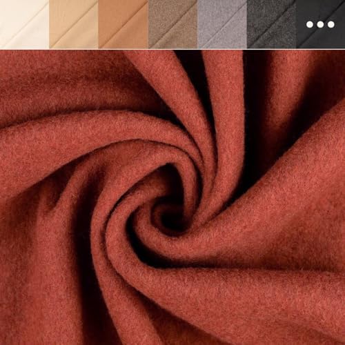 Wollfleece Meterware uni & meliert - Wollstoff Mantelstoff - Wollpullover nähen, weiche Wolle Stoff - 100% Schurwolle/Wolle *Ab 50cm, Farbe: 056 terra Wollfleece Meterware uni & meliert - Wollstoff Mantelstoff - Wollpullover nähen, weiche Wolle Stoff - 100% Schurwolle/Wolle *Ab 50cm, Farbe: 056 terra von Generisch