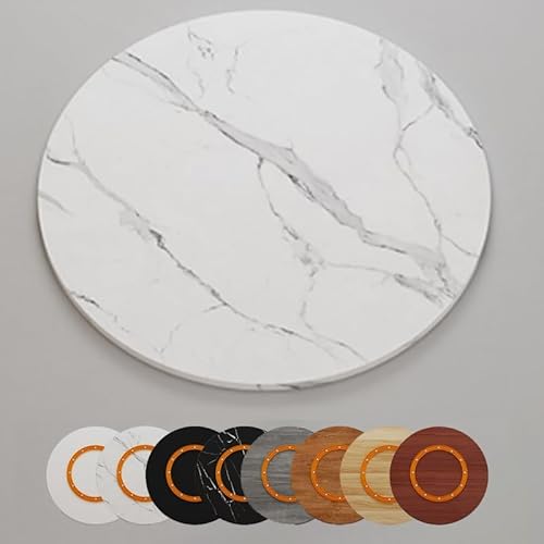 Wooden80 cm 90 cm 100 cm – großes drehbares Serviertablett für Esstisch, Marmor-Finish, runde Küchendekoration, perfekt für Zuhause und Partys von Generisch