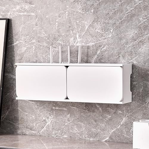 WoodenRouter HiderWandhalterung für Modem- und Kabelmanagement, traditionelles Schiebetür-Design, ideal für Wohnzimmer, Büro, Schlafzimmer, Weiß, 80 cm von Generisch