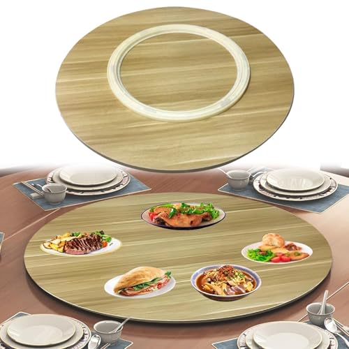 WoodenServiertablett, 360° drehbar, runde Platte, Ø50–100 cm, großer Esstisch, Drehteller zum Servieren, geräuschloses Lager, Walnussholz-Finish, ideal für Unterhaltung von Generisch