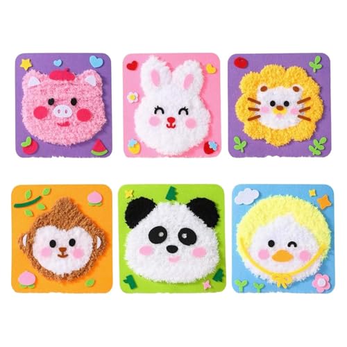 Wosudim DIY Stickpuppen-Set, Townscloud DIY Stickpuppen-Set, Cartoon-Tier-Näh-Bastelset, kreatives Filztier-Bastelset, Stickerei mit Aufklebern (6 Stück) von Generisch