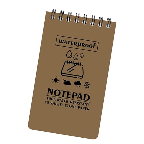 Write In The Rain Notizbuch – Wasserdichte Notizblöcke | Tragbare Reise-Notizblöcke, Top-Spiralfeld-Notizbuch, 50 Seiten für Zuhause, Uni, Schule von Generisch