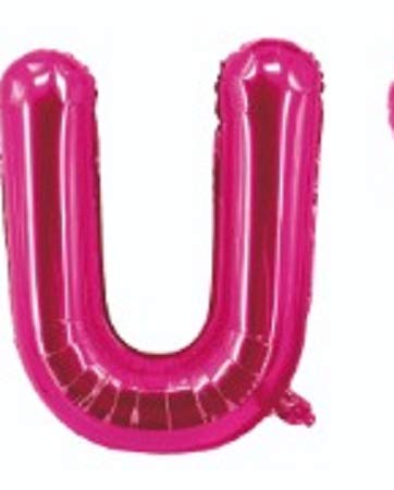 XXL Buchstaben Folienballon 100cm Helium Geburtstag Ballon Blau Pink Gold Silber (U Rosa) von Generisch