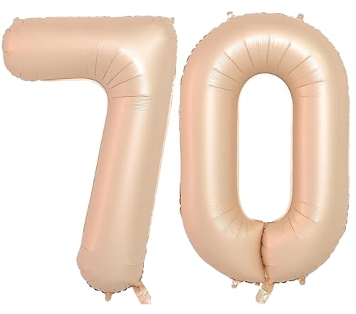 XXL Nude Zahlen 100cm Folienballon 70 Geburtstag, Riesige Ballon Zahl 70 Beige Nude Zahlenballon Deko Helium Ballons für Mädchen Junge Geburtstag Hochzeit 70 Jubiläum Party Dekoration Beige (Zahl 70) von Generisch