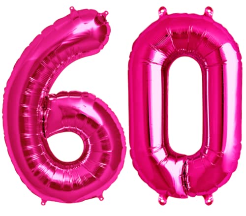 XXL Zahlen Folienballon 60 Zahl Pink Rosa Ballon Geburtstag Deko 60 Jahre 100cm Kindergeburtstag Jubiläum 60. Party Feier girl Dekoration (Zahl 60) von Generisch