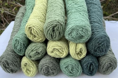 Yarn Wool STOCK - REST von Fabrik 100% Schurwolle ACHTUNG !! HART, KRATZIG, DICK !!! ca.150g/100m Nadelstärke 3,5-4 Achtung zuerst lesen Beschreibung - nachher bestellen!!! (GRÜN FARBE 1400g) von Generisch