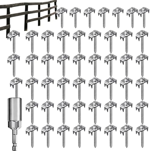 Zaunklammer,Drahtzaunklammer - Zaunnägel aus Edelstahl Weichholz - Zaunklammernägel mit Drahtfixierer, 50 x Zaunnägel aus Edelstahl für Weichholz, Drahtgeflecht und gewebte Zäune von Generisch