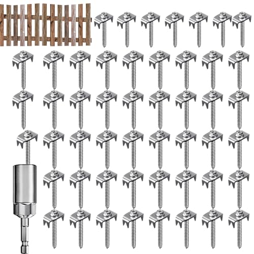 Zaunklammerschrauben – Rostfreie Befestigungsnägel, Maschendrahtzaunstifte | Wiederverwendbare Drahtverschlüsse Mit Clip-Design Für Netze, Holzrahmen, Maschendrahtzaunprojekte, 50er-Pack Für Außeninst von Generisch