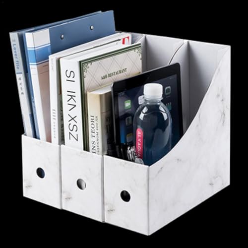 Zeitschriftenhalter, 27 x 27 x 26 cm, 3 Stück, Karton mit Etiketten, faltbarer A4-Ordnerhalter, Schreibtisch-Ordner, Mag-Zine-Aufbewahrungsboxen, Dokumenten-Aufbewahrungsbox, Ma-Gazine-Halter, Ordner von Generisch
