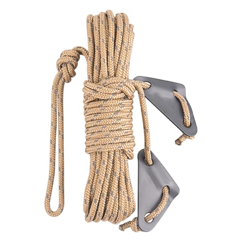 Zeltplane Schnur,10 Meter Outdoor Spannleine Mit Aluminium-Spanner | Robuste Camping Ausrüstung Verstellbar für Outdoor Reisen Wandern Angeln Gartenbereich von Generisch