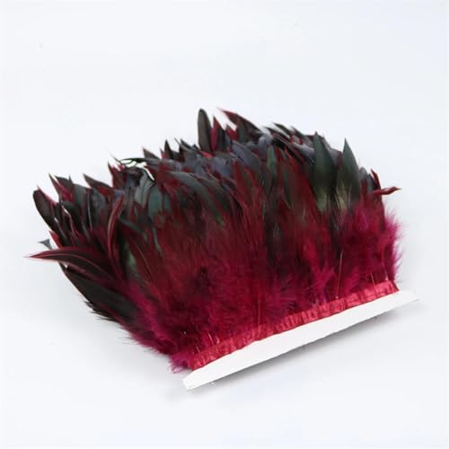 Zierband mit Hahnfedern, Fransen, Karneval, Party-Zubehör, 15–20 cm breit, farbige Federn, zum Nähen, Burgunderrot, 5 m, 15–20 cm Zierband mit Hahnfedern, Fransen, Karneval, Party-Zubehör, 15–20 cm breit, farbige Federn, zum Nähen, Burgunderrot, 5 m, 15–20 cm von Generisch