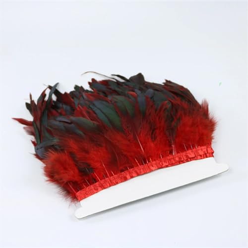 Zierband mit Hahnfedern, Fransen, Karneval, Party-Zubehör, 15–20 cm breit, farbige Federn, zum Nähen, Rot, 5 m, 15–20 cm Zierband mit Hahnfedern, Fransen, Karneval, Party-Zubehör, 15–20 cm breit, farbige Federn, zum Nähen, Rot, 5 m, 15–20 cm von Generisch