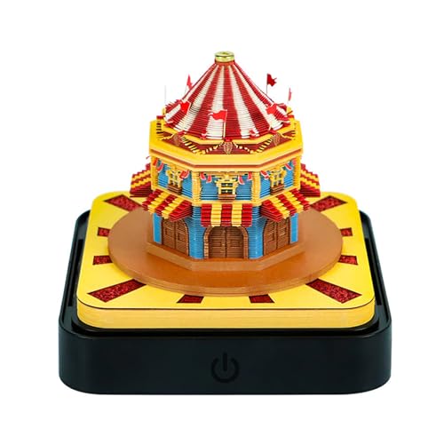 Zirkuskalender 2026, 3D Abreißkalender Papier Schnitzkunst mit LED-Licht Notizblock Geschenk Home Desktop Dekoration Zirkuskalender 2026, 3D Abreißkalender Papier Schnitzkunst mit LED-Licht Notizblock Geschenk Home Desktop Dekoration von Generisch
