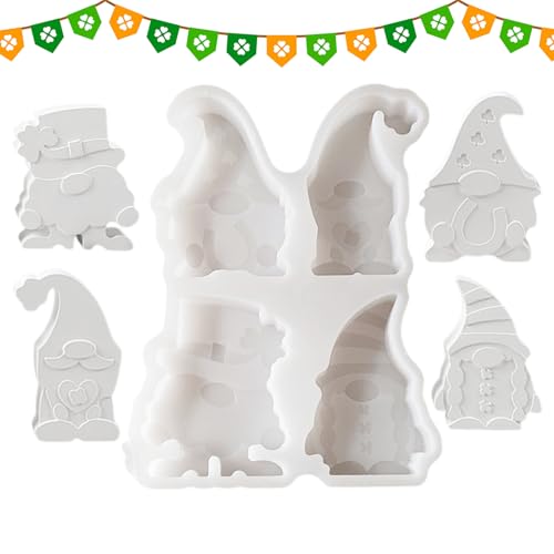 Zwerge Harzform, Zwerge Silikonform, Irish Day Epoxidharz-Kerzengussformen - Seifenform aus Kunstharz mit 4 Hohlräumen für Partydekorationen, für ästhetische Schreibtischdekoration von Generisch