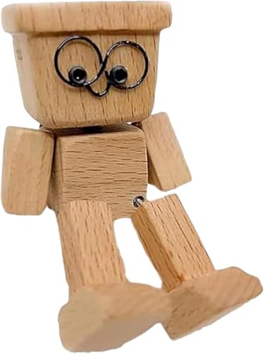 charmante kleine holzfigur,wackelnder holzmann, charmante kleine holzfigur, schüttelmann aus Holz, Handgefertigter Auto Armaturenbrett-Decor mit magnetischen Gesichtsausdrünncke Ausdrücke (B) von Generisch