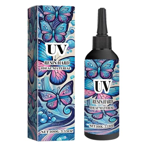 hartes UV-Harz, UV-Harzkleber -UV-Epoxidharz, klarer Hartkleber,100g getrocknete Blumen Kristalltropfen UV-Kleber Hochglanz UV-härtender Epoxidharzkleber für handgefertigten Schmuck, Gießen von Generisch