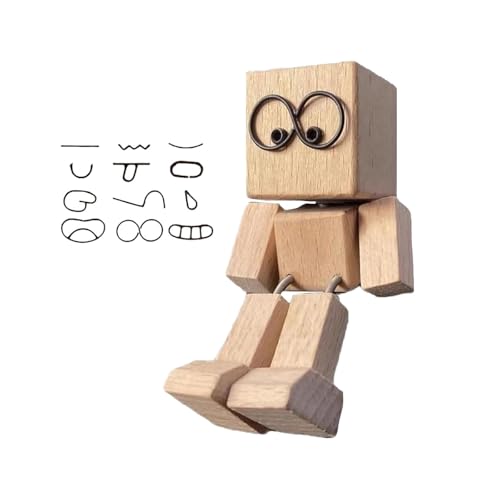 wackelnder holzmann, schüttelmann aus Holz, charmante kleine holzfigur, Handgefertigter Auto Armaturenbrett-Decor mit magnetischen Gesichtsausdrünncke Ausdrücke (A) von Generisch