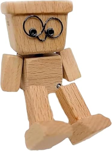 wackelnder holzmann, schüttelmann aus Holz, charmante kleine holzfigur, Handgefertigter Auto Armaturenbrett-Decor mit magnetischen Gesichtsausdrünncke Ausdrücke (B) von Generisch