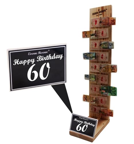 Geschenk 60 Geburtstag Mann und Frau - Eiserne Reserve Mausefalle Deluxe - 9 - Geld Geschenkverpackung verpacken aus Holz Geburtstag Geschenke -s- HB 60 Geburtstag von Genial-Anders