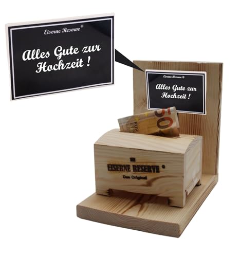 Hochzeitsgeschenk für Brautpaar Geld - Eiserne Reserve Geldbox Geldgeschenk - Die lustige Geschenkidee Geld verschenken verpacken - Text s/w Alles Gute zur Hochzeit von Genial-Anders