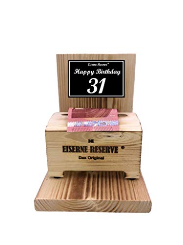 Originelle lustige Geldgeschenke zum 31. Geburtstag Geschenkideen für Männer und Frauen - Eiserne Reserve Geldbox - Text s/w Happy Birthday 31 Geburtstag Originelle lustige Geldgeschenke zum 31. Geburtstag Geschenkideen für Männer und Frauen - Eiserne Reserve Geldbox - Text s/w Happy Birthday 31 Geburtstag von Genial-Anders