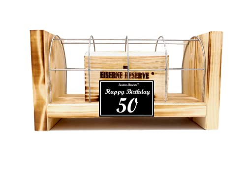 Originelle lustige Geldgeschenke zum 50. Geburtstag Geschenkideen für Männer und Frauen - Eiserne Reserve Gitterbox - Text s/w Happy Birthday 50 von Genial-Anders