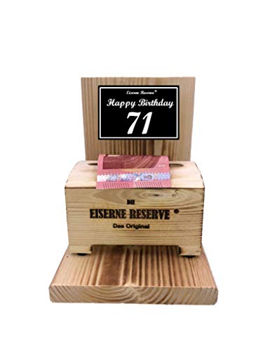 Originelle lustige Geldgeschenke zum 71. Geburtstag Geschenkideen für Männer und Frauen - Eiserne Reserve Geldbox - Text s/w Happy Birthday 71 Geburtstag Originelle lustige Geldgeschenke zum 71. Geburtstag Geschenkideen für Männer und Frauen - Eiserne Reserve Geldbox - Text s/w Happy Birthday 71 Geburtstag von Genial-Anders