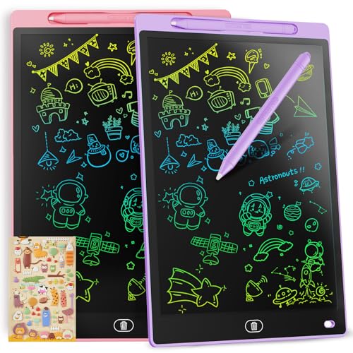 [2 Stück] 8,5 Zoll buntes LCD-Schreibtablett, löschbares Zeichenbrett, Kindergeschenk, Grafiktablett für Spiele für 2 3 4 5 6 7 Jahre ((Rosa&Lila) von Genialba