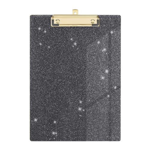 Glitzer-Acryl-Klemmbrett, dekorativ, Standard-A4, Briefgröße, 31 x 22,1 cm, modische glitzernde Klemmbretter mit flachem Profil, goldfarbener Clip für Klassenzimmer, Büro – Schwarz Glitzer-Acryl-Klemmbrett, dekorativ, Standard-A4, Briefgröße, 31 x 22,1 cm, modische glitzernde Klemmbretter mit flachem Profil, goldfarbener Clip für Klassenzimmer, Büro – Schwarz von Geniershy